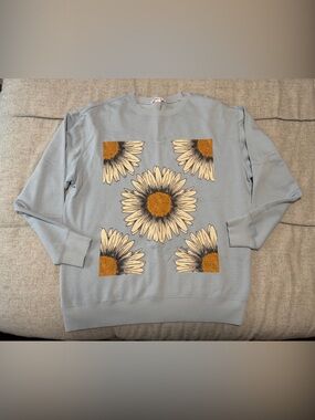 O'Neill Light Blue Sunflower Graphic Sweatshirt